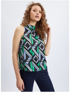 Orsay Black and Green Ladies Patterned Blouse - Women
