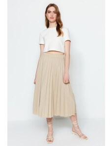 Trendyol Collection Inteligentná krepová pletená sukňa s vysokým pásom a vysokým pásom s kamenným rozšírením