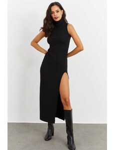 Cool & Sexy Cool &ampy Dámske Čierne Midi Rolákové šaty Yi2476