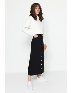 Trendyol Collection Džínsová sukňa so zapínaním na čierny gombík