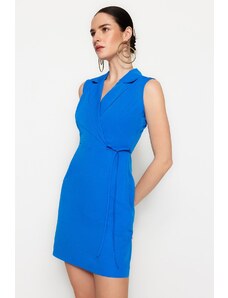 Trendyol Blue A-Line mini tkaná bunda tkané šaty