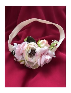 Čelenka na gumičke s ružovým kvetom