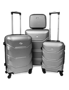 Rogal Strieborná sada 4 luxusných ľahkých kufrov "Luxury" - veľ. S, M, L, XL