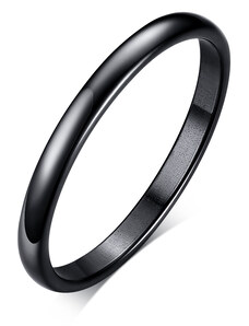 MSPERK Tenká obrúčka prsteň z chirurgickej ocele tenký 2 mm v čiernom prevedení