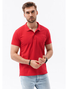 Ombre Clothing Pánska pletená polokošeľa - červená V22 S1374