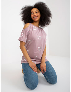Fashionhunters Light purple women's blouse with glossy print