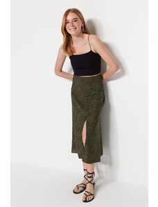 Trendyol Khaki Skirt with Viscose Fabric and Animal Print