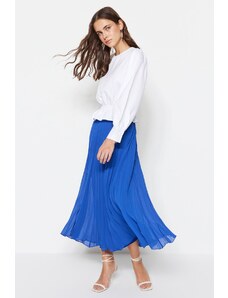 Trendyol Modest Námornícka modrá skladaná tkaná šifónová sukňa s elastickým pásom