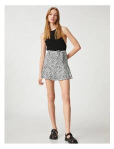 Koton Shorts Skirt Belted Waist Patterned Flounce