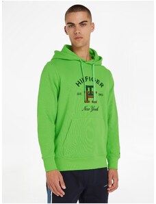 Light Green Men Sweatshirt Tommy Hilfiger Curved Monogram Hoody - Men