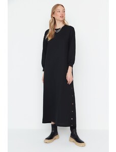 Trendyol Modest Čierne pletené šaty na gombíky so sukňou
