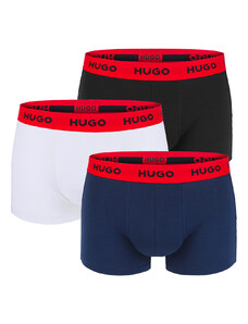 HUGO - boxerky 3PACK cotton stretch black, red, blue combo - limitovaná fashion edícia (HUGO BOSS)