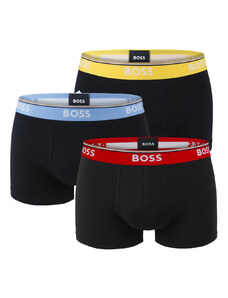 BOSS - boxerky 3PACK cotton stretch black with red & blue color waist - limitovaná fashion edícia (HUGO BOSS)