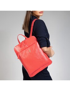 Dámsky kožený ruksak/batoh - pravá koža koralovo pomarančová kovanie zlaté Wojewodzic 31915/FN42/Z