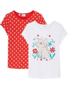 bonprix Dievčenské tričko (2 ks v balení) z bio bavlny, farba červená, rozm. 116/122