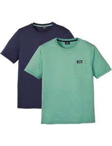 bonprix Tričko s vreckom (2 ks), farba zelená, rozm. 48/50 (M)