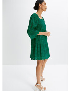bonprix Šaty s dierkovanou výšivkou, farba zelená, rozm. 46