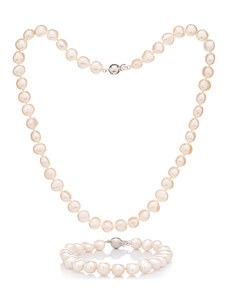 Buka Jewelry Súprava perál náramok a náhrdelník 7 bielych - nugety