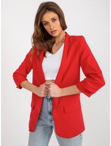 ITALY MODA Červené dámske sako s podšívkou a trojštvrťovým rukávom