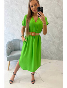 Kesi Dress with a decorative belt light green