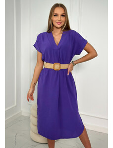 Kesi Dress with a decorative belt of dark purple color