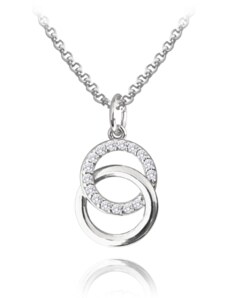 MINET Strieborný náhrdelník RINGS s bielymi zirkónmi