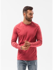 Ombre Clothing Pánske tričko s dlhým rukávom bez potlače - červené V3 L131