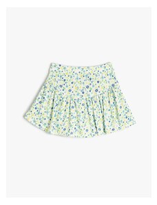 Koton Shorts Skirt Floral Flounce Elastic Waist Ribbed