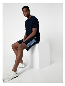 Koton Lace-Up Shorts with Zipper Pocket, Slim Fit with Stripe Detail.