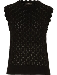 bonprix Pletená vesta v háčkovanom vzhľade, farba čierna