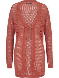 bonprix Ažúrový pletený sveter oversize so šnúrkou, s plátnom, farba červená