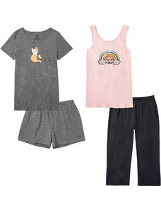 bonprix Pyžamo capri a krátke pyžamo (4-dielna sada), farba šedá