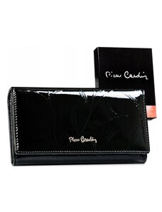 Veľká dámska patentovaná peňaženka s motívom listov, prírodná koža — Pierre Cardin