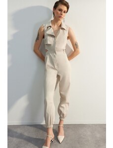 Trendyol Limited Edition Stone Maxi Woven Window Detailed Jumpsuit