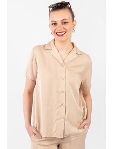 Vero Moda dámská saténová košile Vikitika krátký rukáv béžová