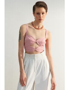 Trendyol Pink Cut-out/Window Detailed Bustier in Woven, Fitted