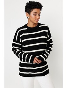 Trendyol Collection Čierny Wide Fit pletený sveter