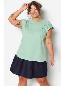 Trendyol Curve Mint Knitted Sleeves Pleated Blouse