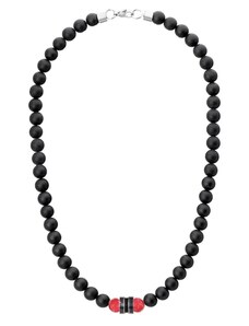 Manoki Korálkový náhrdelník Jean - 8 mm onyx, královský červený Jaspis