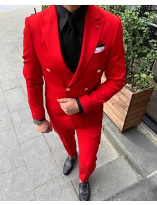 Fashionclub Pánsky červený dvojradový oblek Kréta