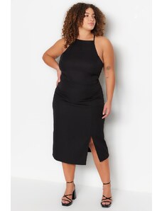 Trendyol Curve Detailné tkané saténové šaty s čiernym zadným dielom