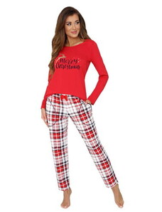 Donna Vianočné dámske bavlnené pyžamo Merry červené, Farba červená