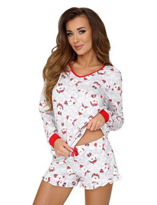 Donna Dámske bavlnené vianočné pyžamo krátke Teddy II, Farba smotanová