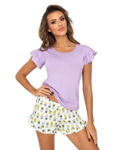 Donna Dámske elegantné pyžamo krátke Ananas fialové, Farba fialová