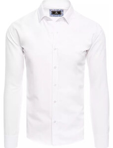 BASIC Biela elegantná jednofarebná pánska košeľa DX2480
