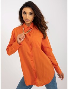 Fashionhunters Orange Oversized Button Shirt