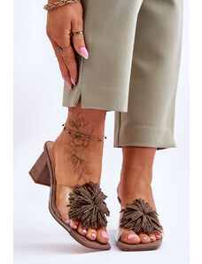 Kesi Fashion transparent high heeled slippers S.Barski Brown
