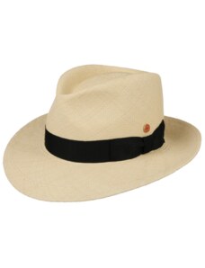 Luxusný panamský klobúk Fedora Bogart s čiernou stuhou - ručne pletený, UV faktor 80 - Ekvádorská panama - Mayser Colmar