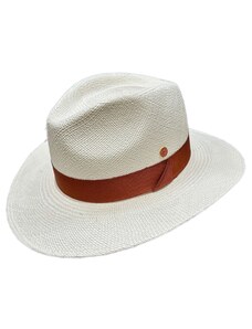 Biely panamský klobúk Fedora - ručne pletený, UV faktor 80 - Ekvádorská panama - Mayser Gedeon