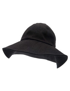 CTH Ericsson of Sweden Letný čierny ľanový klobúk so širšou krempou - Doris Bucket Hat